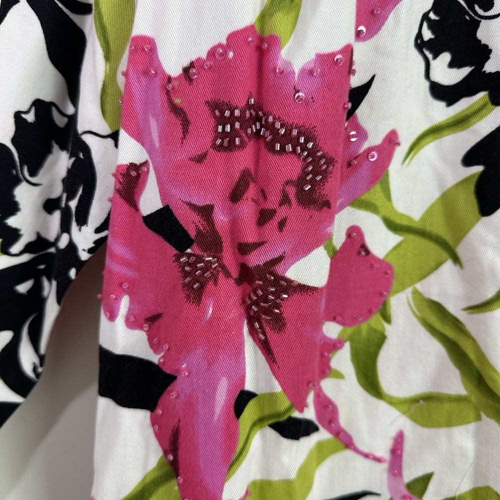LIZ & ME Floral Lightweight Jacket Womens 2X Beaded Embroidered Tropical‎ New - Picture 4 of 10